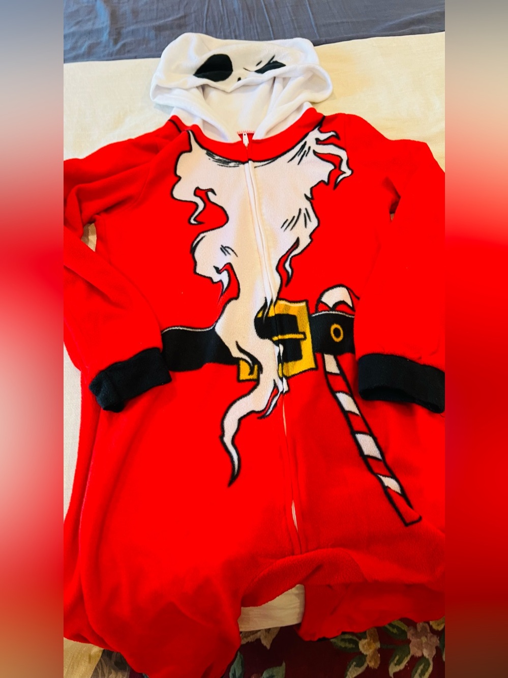 Disney Holiday Santa Onesie Hoodie - Red & White size 8-10 boys